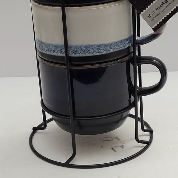 Boston Warehouse Coffee Cup Set with Metal Rack - Picture 3 of 9